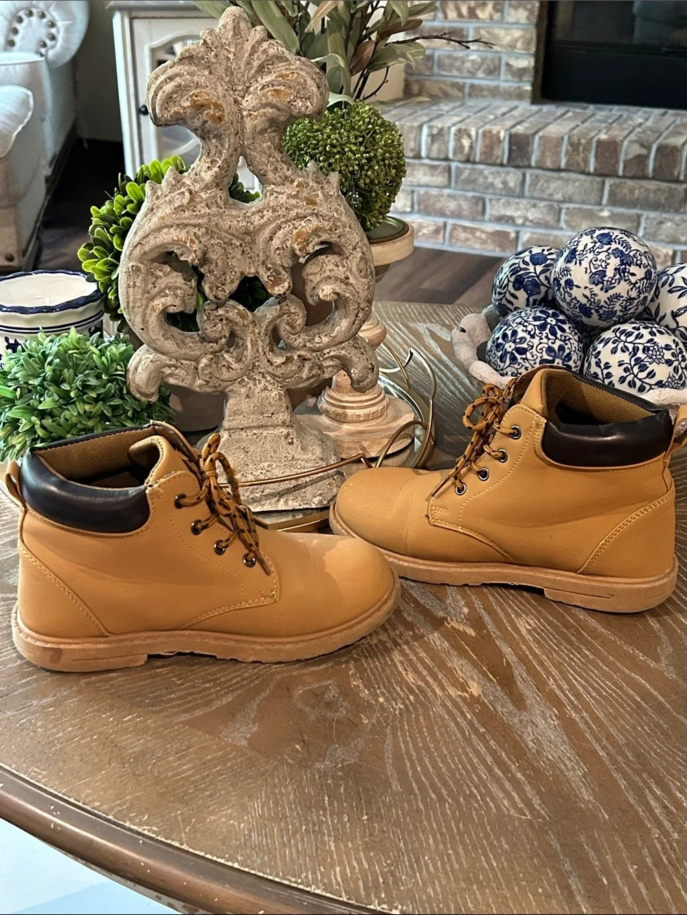Kids Tan Workmen Work Style Boots Big Boys Size 3